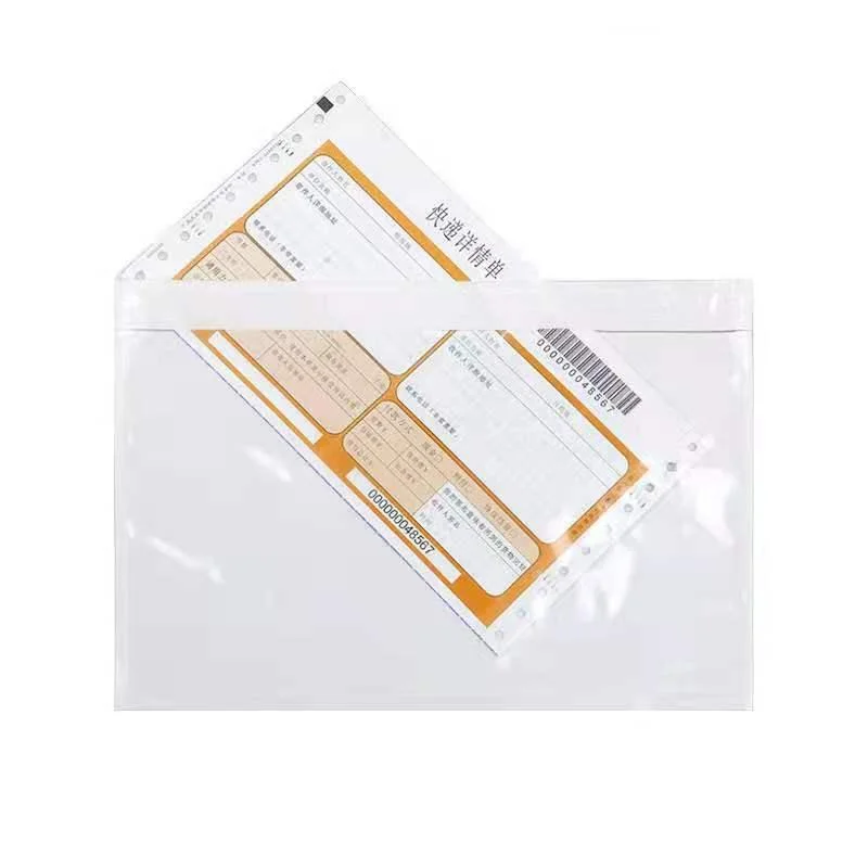 Parche de bolsas de plástico para documentos, bolsa transparente impermeable, tamaño de papel para facturas individuales, autoadhesiva, expanda, 50