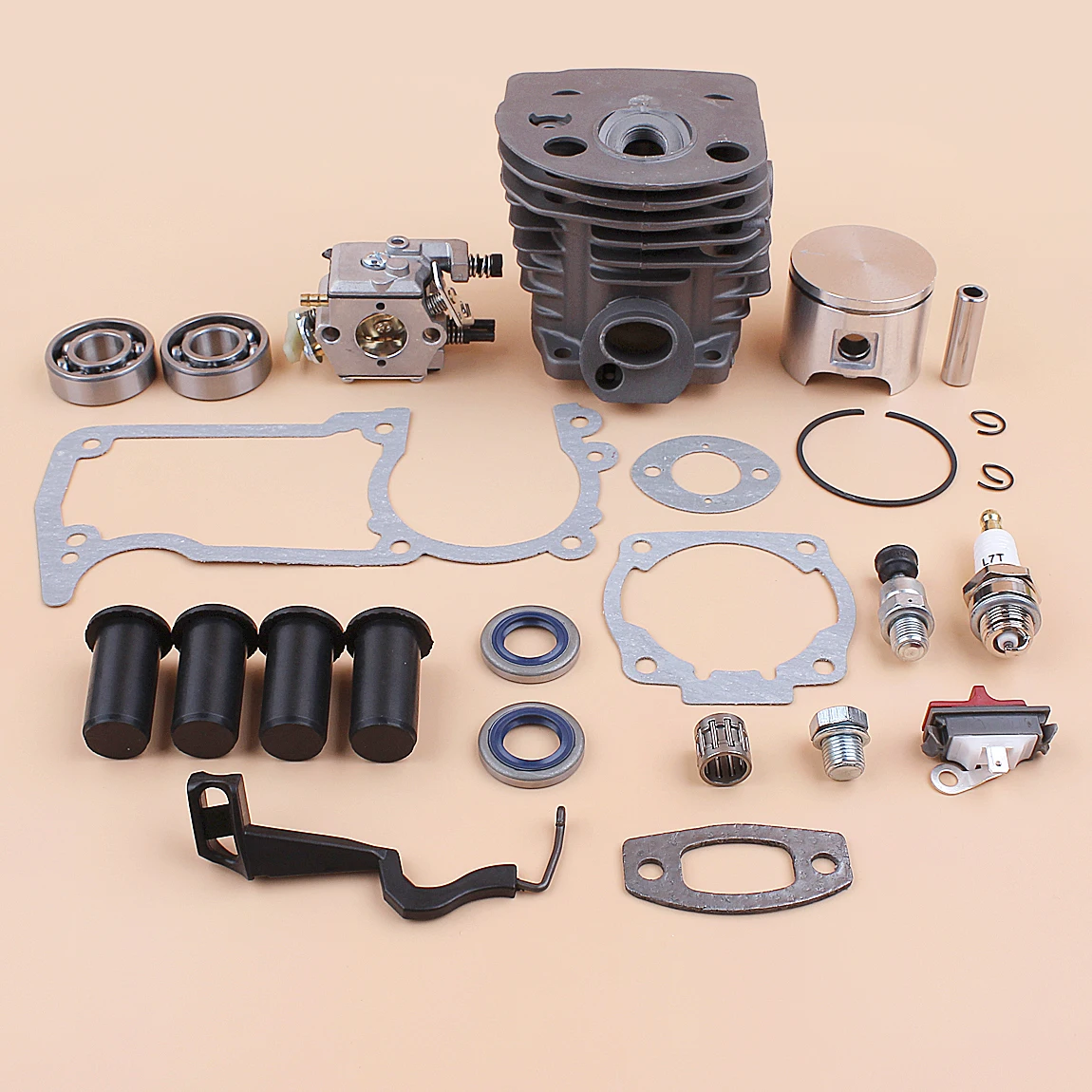 Carburador de pistón de cilindro de 46MM, Buffer AV, Kit de juntas de varilla de estrangulación para Husqvarna 55 51, Conector de valor de liberación de compresión