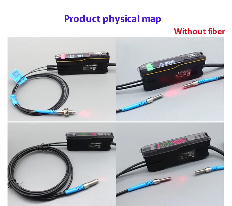 Digital display fiber amplifier diffuse reflection through-beam fiber optic sensor m3/m4/m6 fiber available