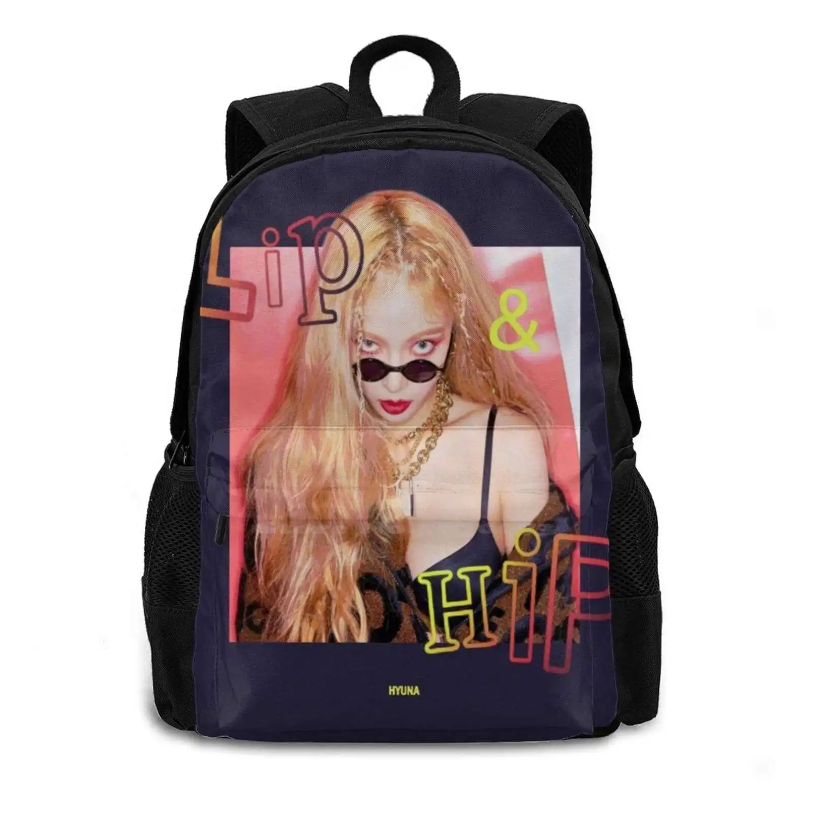 Hyuna Lip And Hip Pattern Design Bag Student'S Backpack Hyuna Hip Lip Kpop Song Album Korean Fashion Hair Sunglasess Twice