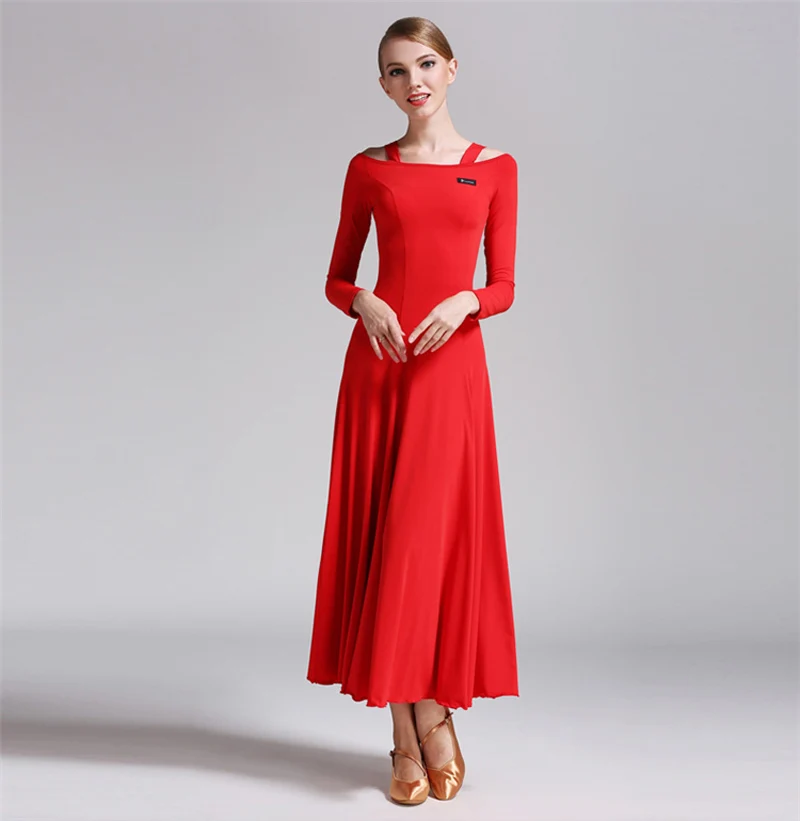 Ballroom Dance Dress Elegant Long Sleeve Stage Dancing Skirt Women's Cheap Ballroom Flamenco Competition Dance Dresses