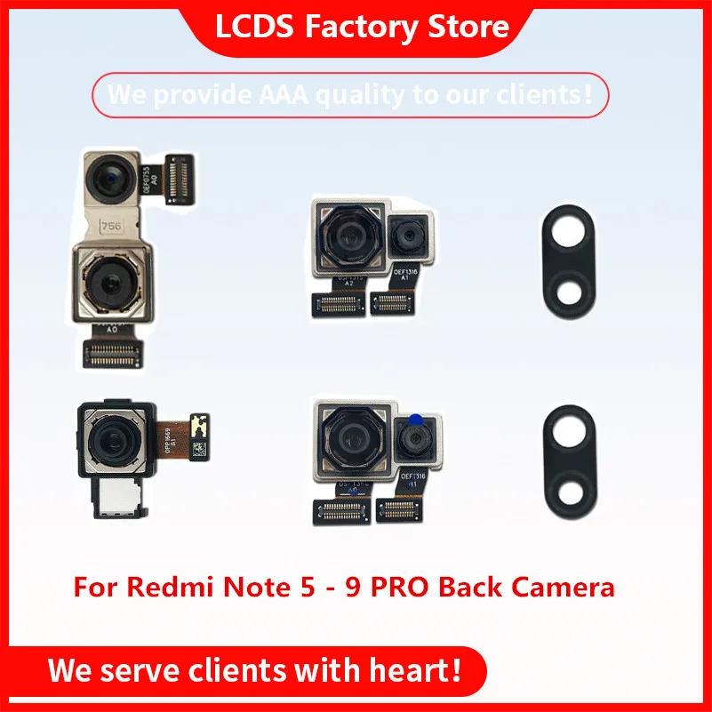 Camera For Xiaomi Redmi Note 5 6 7 8 9 Pro Back Camera Rear Main Lens Flex cable spare parts camera For Redmi Note 9S 8 PRO