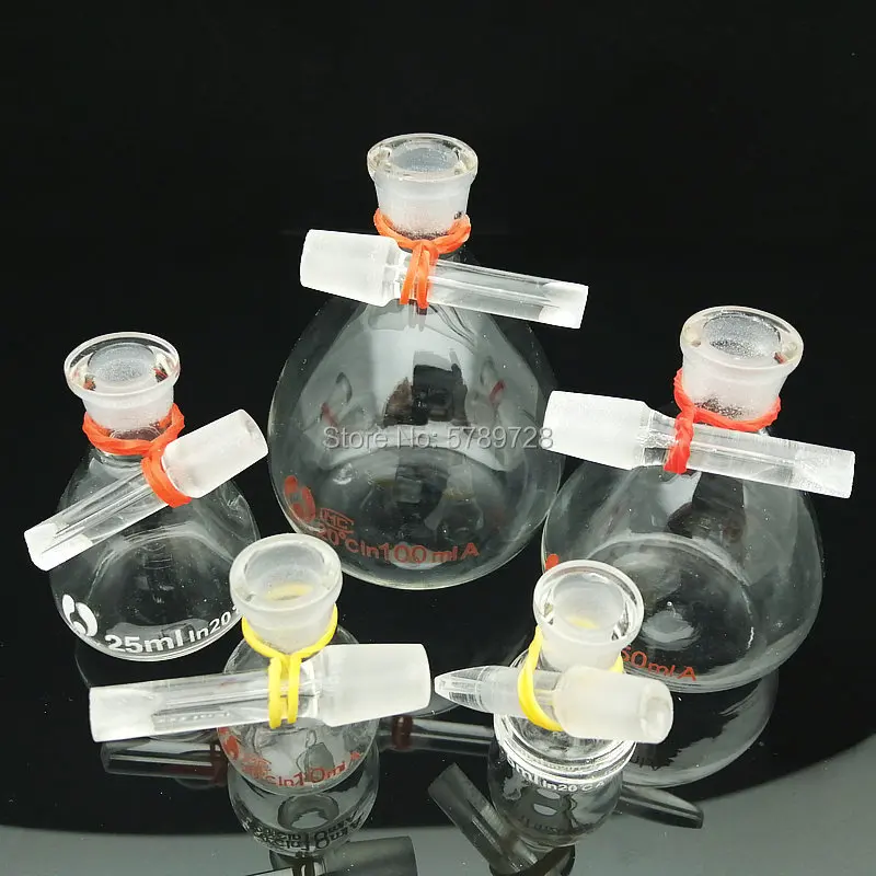 Picnómetro de vidrio en forma de bola, botella de gravedad, equipo de laboratorio sólido, cristalería, 5ml, 10ml, 25ml, 50ml, 100ml, 1 unidad