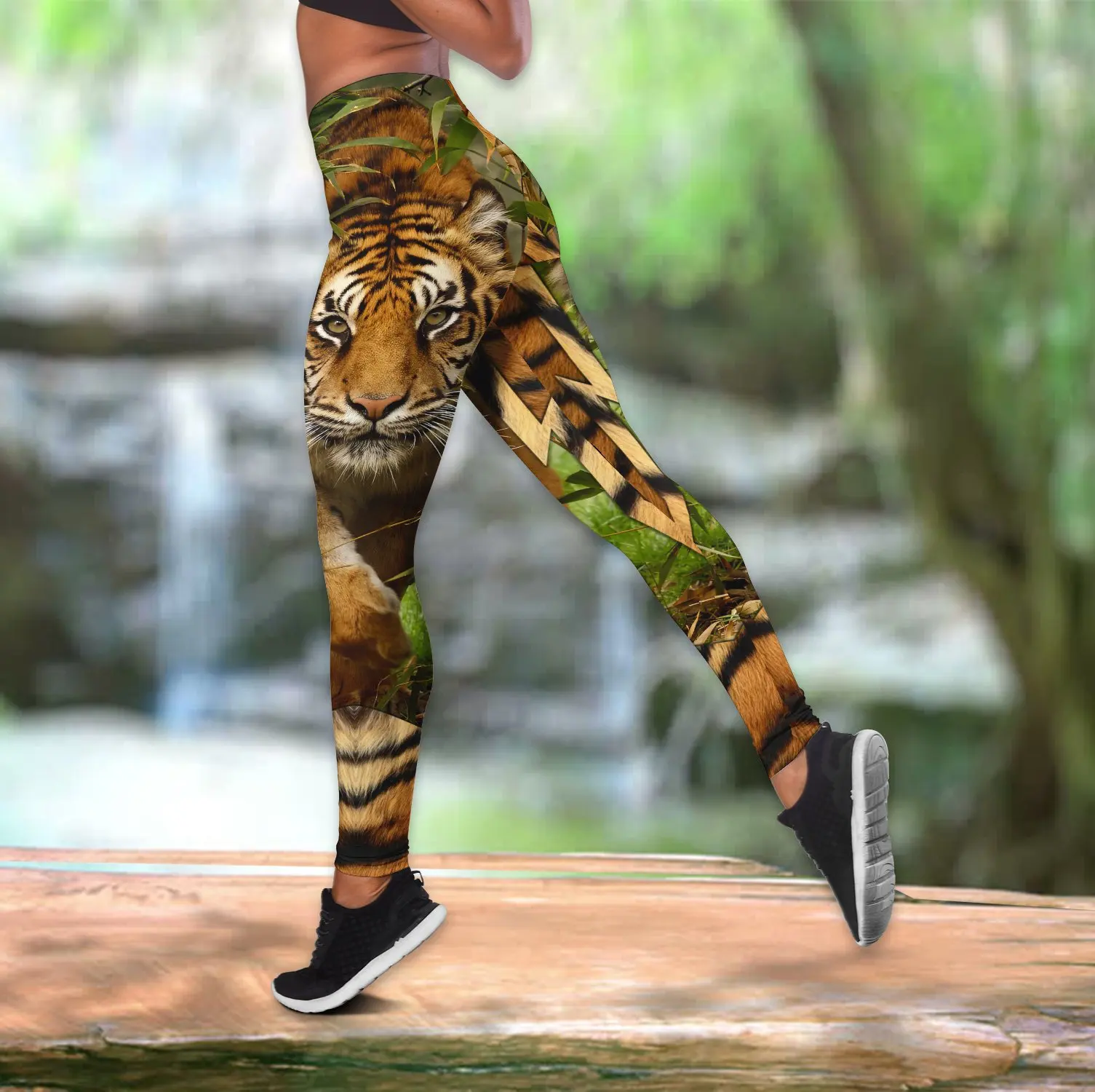 Bella tigre 3D All Over stampato Hollow Tank Top e Leggings Set Fitness femminile Leggings a figura intera pantaloni da corsa DDK60