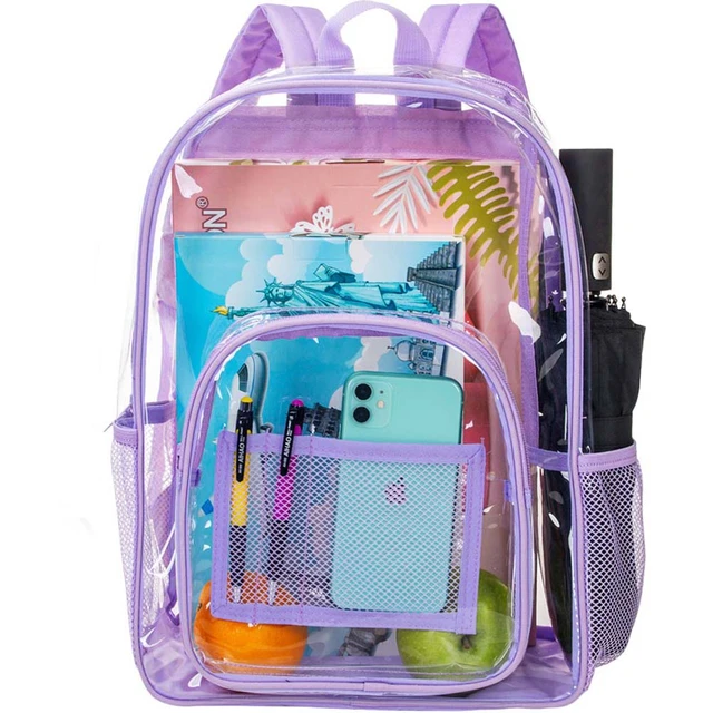 Mochila transparente de PVC para hombre y mujer Bolsa Escolar transparente de alta resistencia color purpura AliExpress