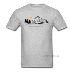 Tops Shirts Mountains are Calling Autumn Hot Sale Unique Short Sleeve Pure Cotton Round Neck Mens T-shirts Unique Tee Shirt