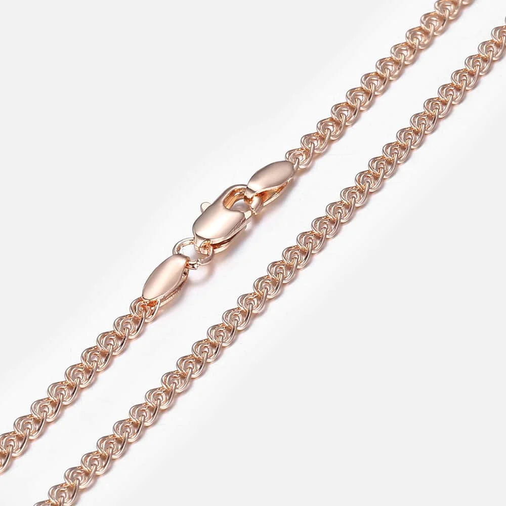 3mm Thin Necklace For Women Girls 585 Rose Gold Color Link Chain Necklace Woman Jewelry Hot Valentines Gifts 50cm 60cm GN462