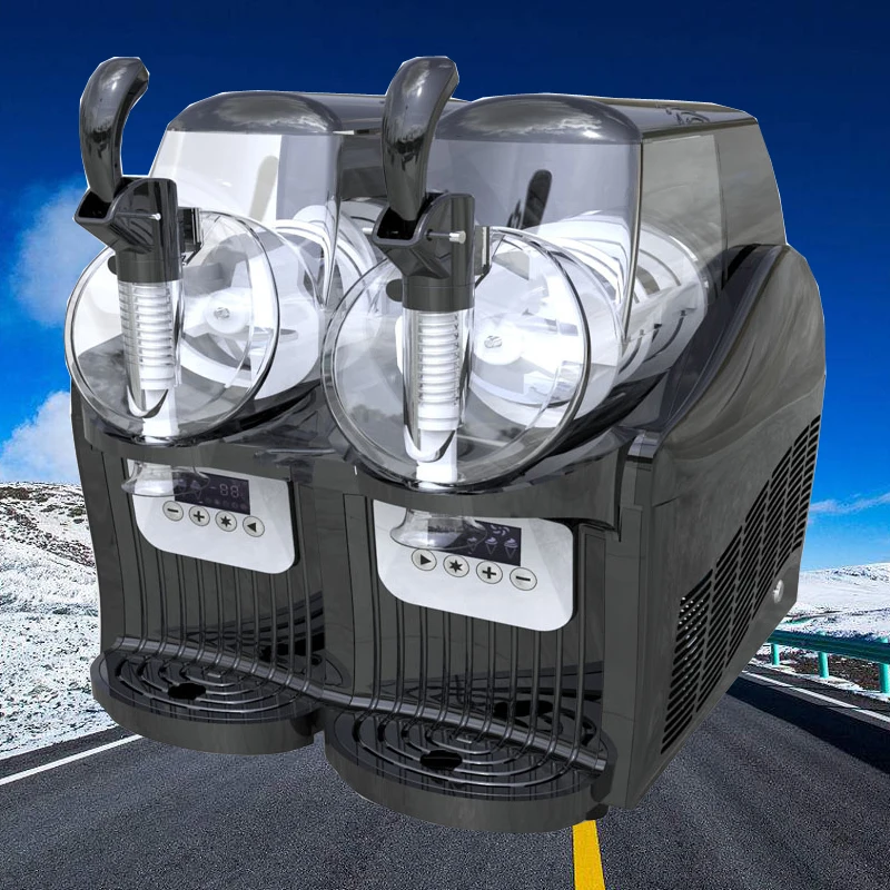 

2 Tank Automatic Snow Mud Machine Snow Melting Machine Ice Slush Sand Ice Tea Juice Making Machine