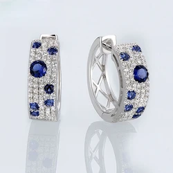 Hot sale Gorgeous Blue zircon Nano CZ Earring wedding party engagement Genuine blue zircon Jewelry