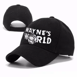 Czarny Wayne's World Hat kostium Waynes World czapki baseballowe Unisex Earth kapelusze haftowane Trucker tata kapelusz czapka Unisex regulowany