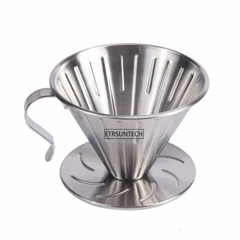 Gotero de café de acero inoxidable, taza de filtro de goteo permanente, para cafetera con soporte separado para 1-4 tazas