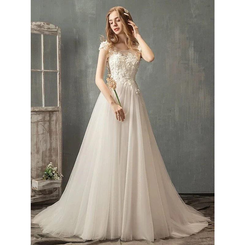 Plus size spring 2021 elegant lace beads Wedding dresses vestidos de novia wedding party Dress Robe De Soiree bride to be gown