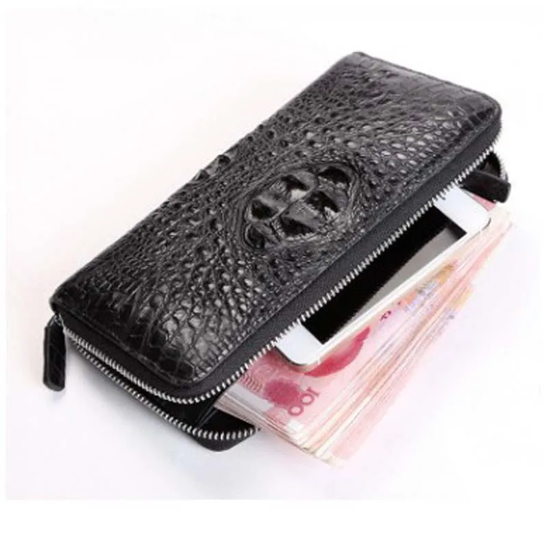 LINSHE crocodile   wallet  bag head  long   men chain  bag new  men   wallet  male  Genuine leather  Hand bag men clutch bag