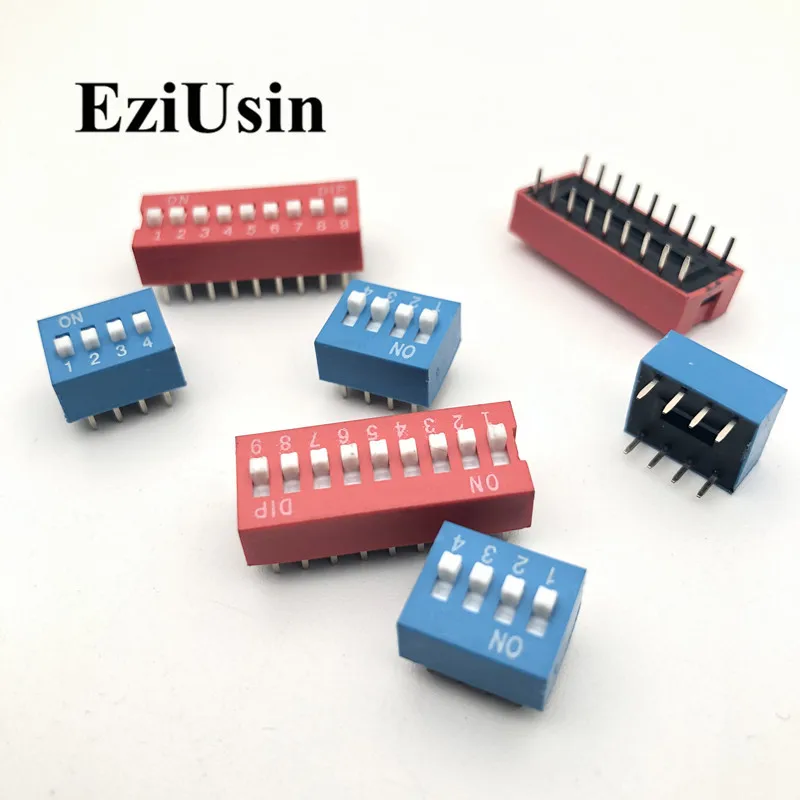 2.54 DIP switch DS 1/2/3/4/5/6/7/8/9/10/12 bit Red Blue Micro 2.54mm