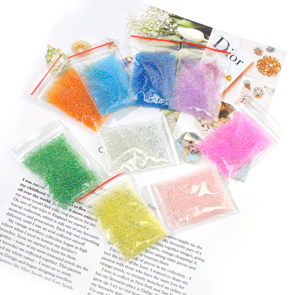 Mini Bola de burbujas para decoración de uñas, Bola de bolitas con forma de Caviar, gotitas de gota de agua para Resina UV, relleno de silicona