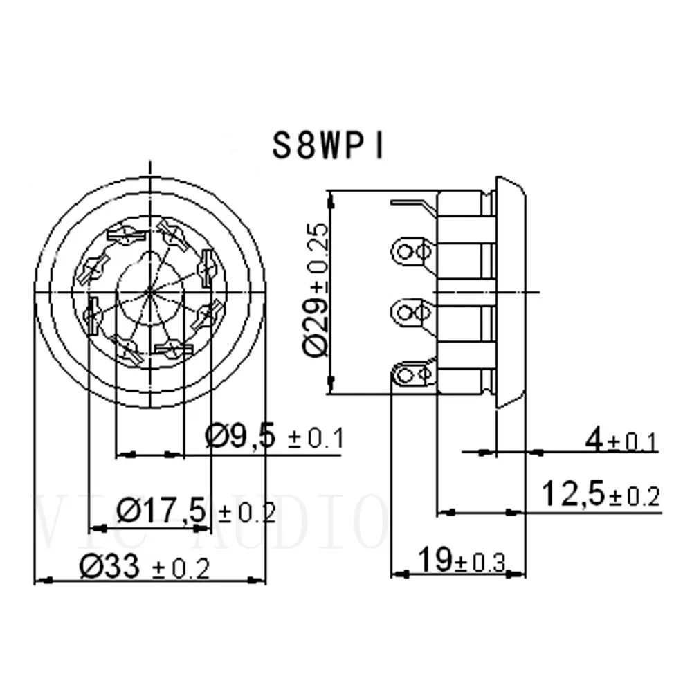 8 핀 베이클라이트 튜브 소켓 S8WPI 전자 튜브 소켓 KT66 KT88 6550 EL34 6SN7 6SL7 진공관 앰프 오디오 HIFI, 10PCS