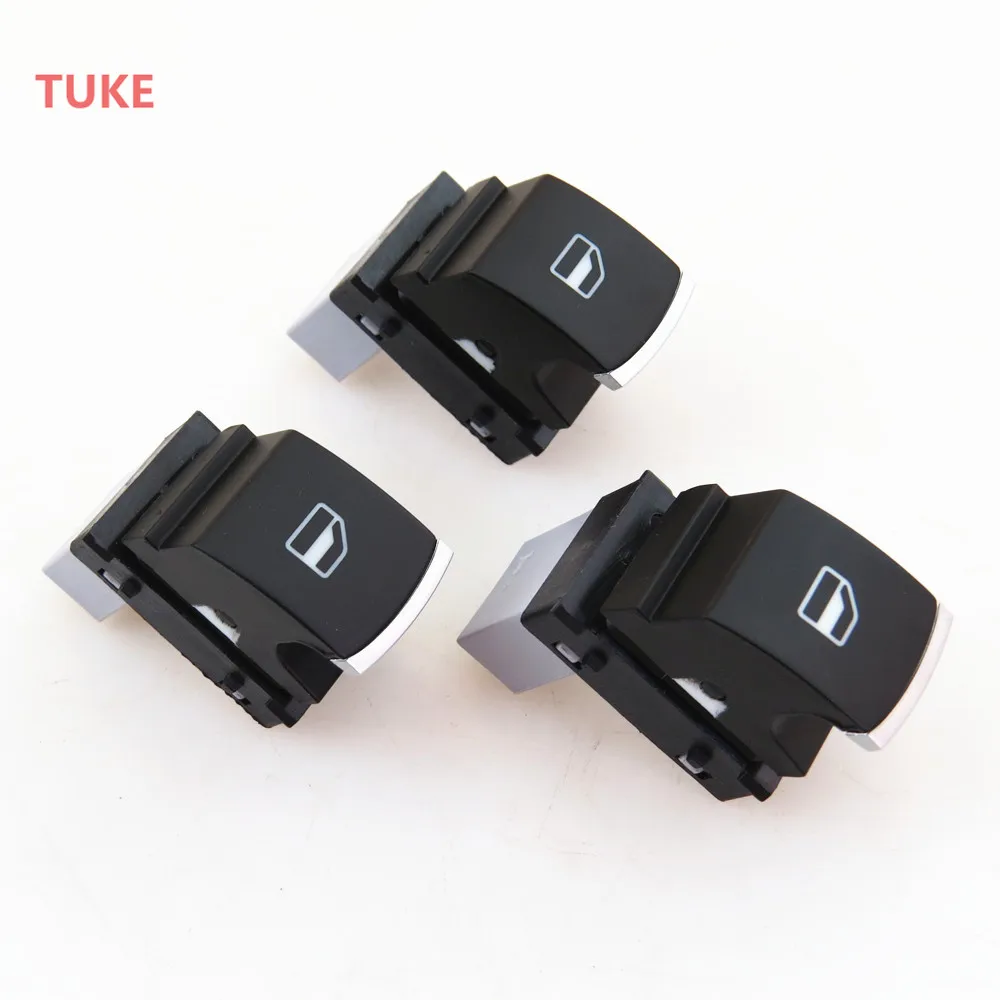 RWSYPL 3 Pcs Chrome Plating Window Glass Regulator Switch Button For Golf MK5 MK6 Tiguan Passat Rabbit 5ND 959 855 5ND959855