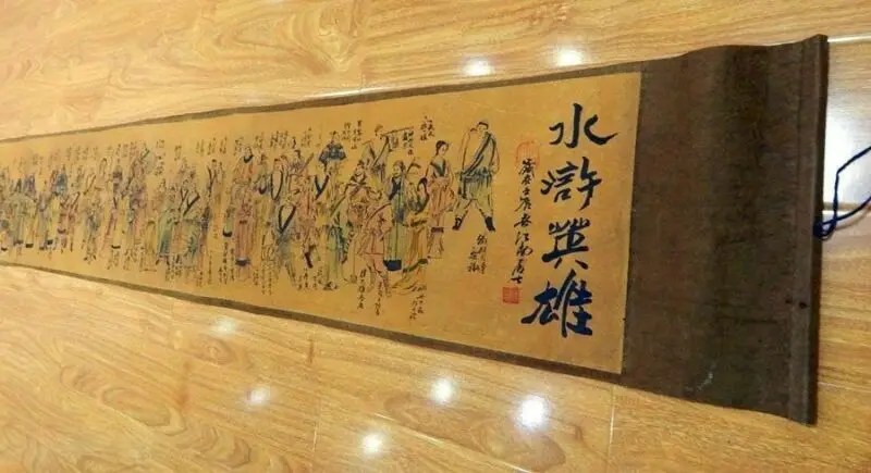 The Water Margin 108 Heroes Chinese Ancient Painting silk paper Scroll