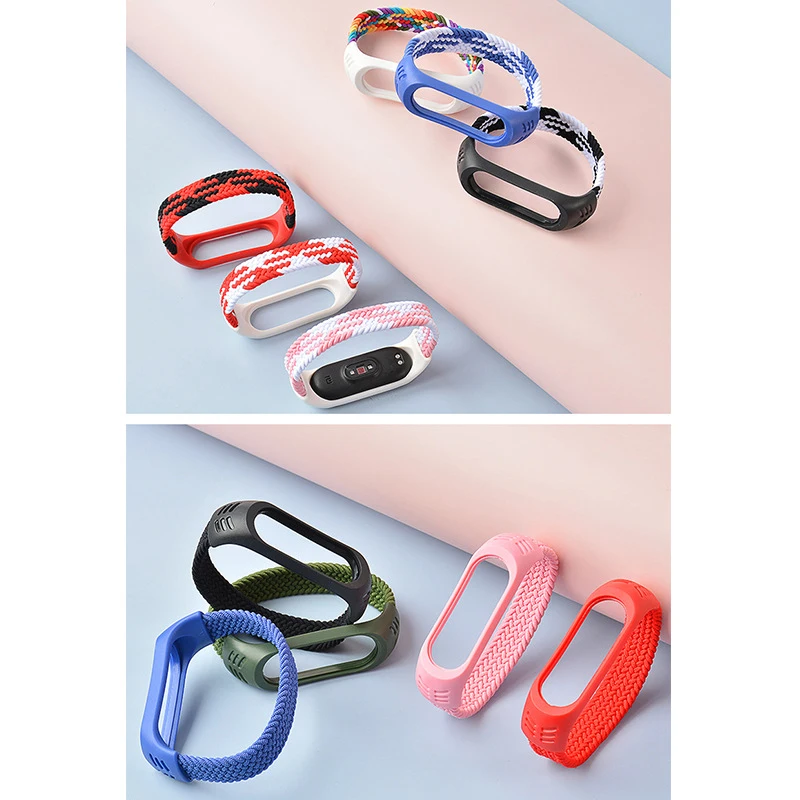 Bransoletka Xiaomi pasek MiBand 7 8 opaska na proso bransoletka uniwersalna elastyczna pojedyncza pętla nylonowa pleciona opaska Mi 3 4 5 6