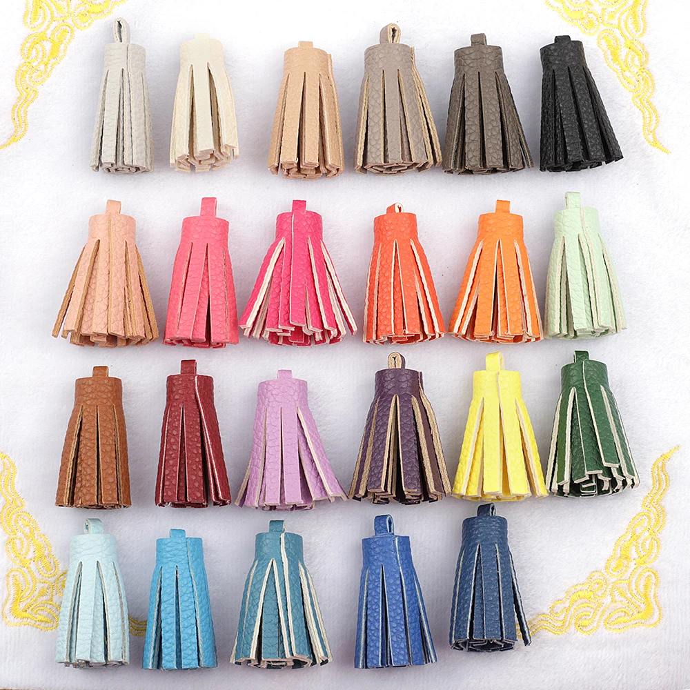 5pcs/lot Leather Tassle Chunky Pendant For Earring Necklace Jewelry Making HandBag Bag Pendant Charm 23 Colors