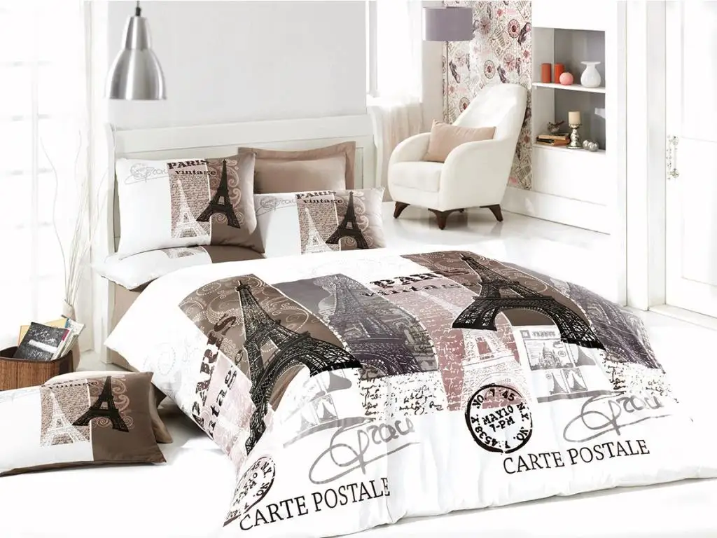 Paris 100 Cotton Double Duvet cover set Coffee