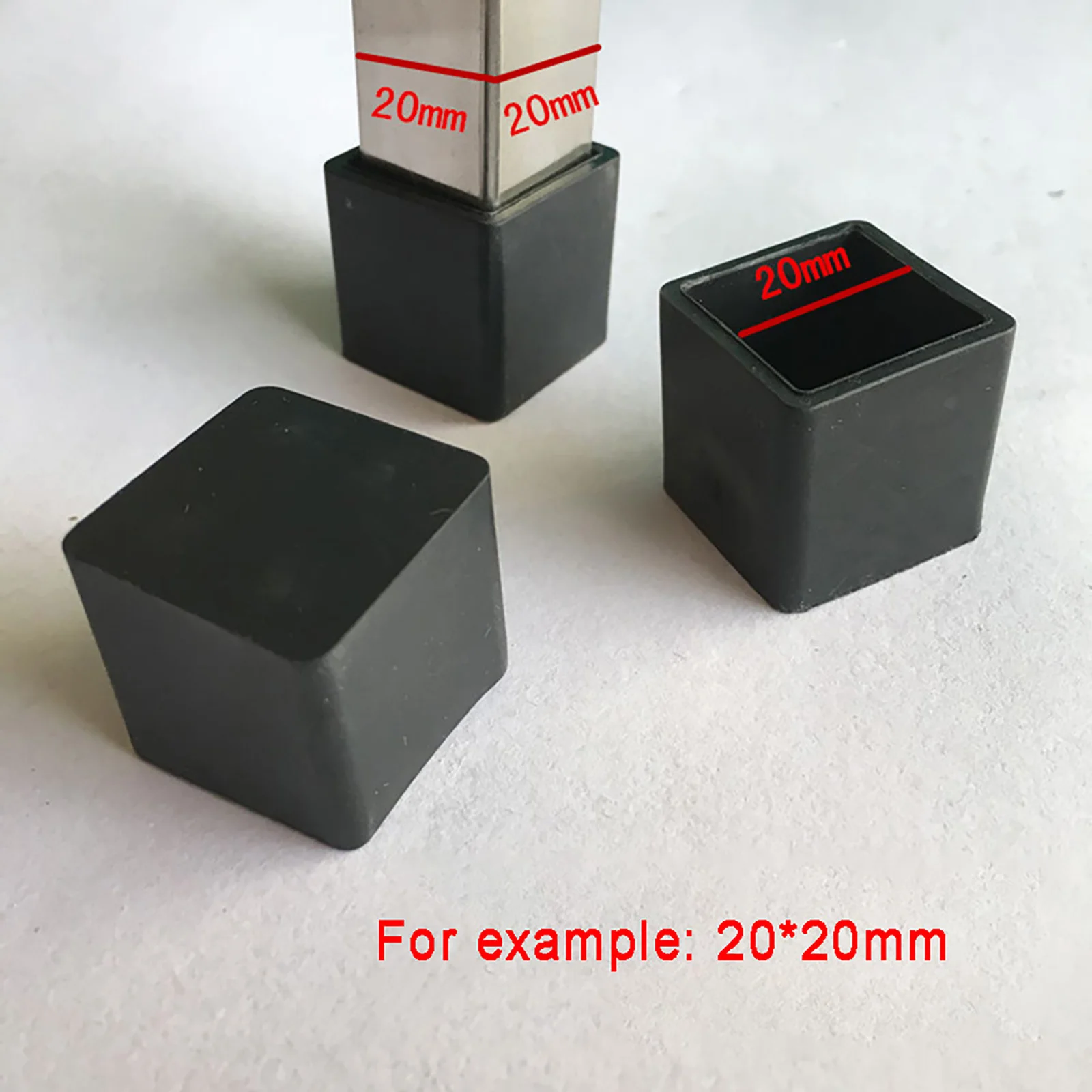 Black Square Rubber Caps 20*20mm 40*60mm Rectangle Protection Gasket Dust Seal End Cover Caps For Pipe Bolt Furniture