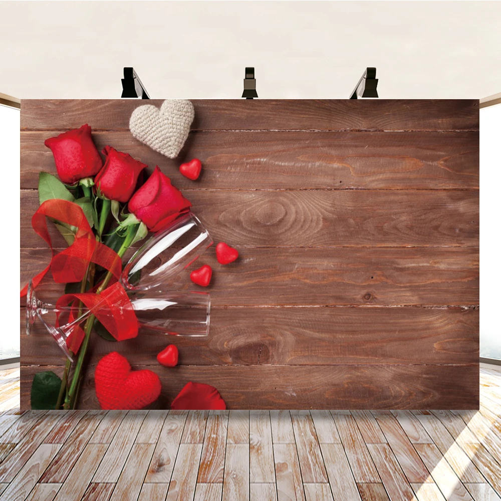 لوحة خشبية على شكل قلب وزهور وردية ، خلفية للتصوير الفوتوغرافي لعيد ميلاد الطفل ، عيد الحب ، استوديو الصور