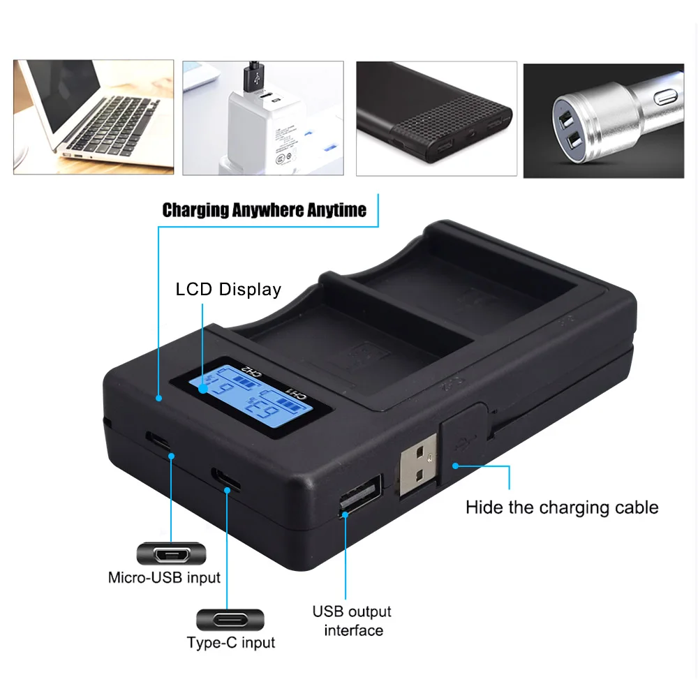 2200mAh LP-E10 LP E10 battery Li-ion LPE10 Battery + LCD Charger for Canon EOS REBEL T3 T5 X50 X70 1100D 1300D 1200D 3000D 4000D