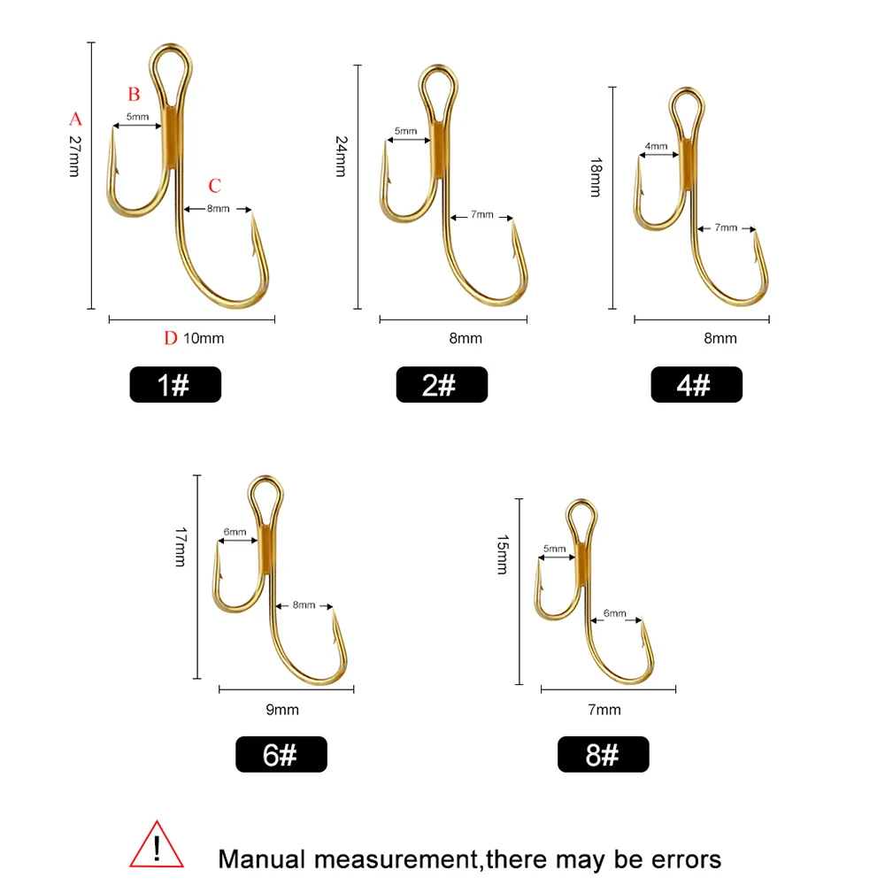 FTK 20Pcs Barbed Golden Double Fishing Hooks Ryder Pike Dead Bait Predator Salmon Trout Perch Ringed Zander twin hook