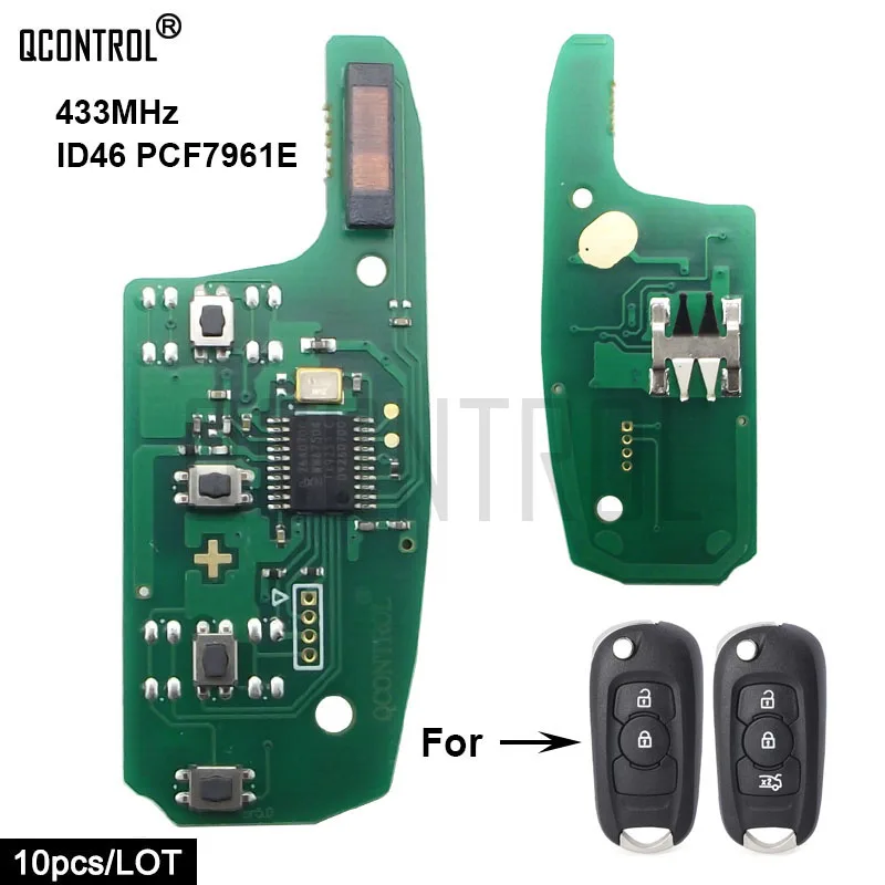 QCONTROL Car Control Remote Key Electronic Circuit Board for Opel Astra K, Corsa E 433MHz PCF7961E Chip Vehicle Transmitter