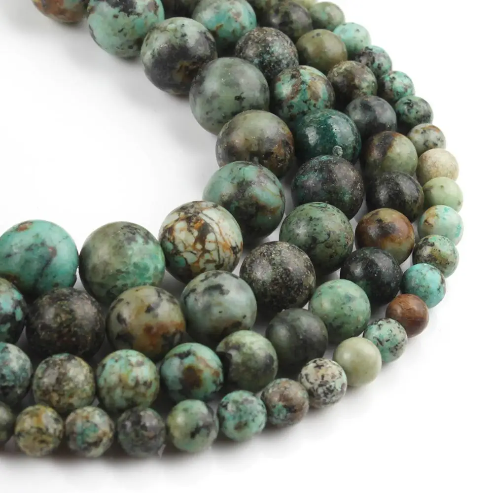 Natural Stone Beads African Turquoises Round Loose Beads for Jewelry Making DIY Bracelet 15\'\' Pick Size 4 6 8 10 12mm Wholesale