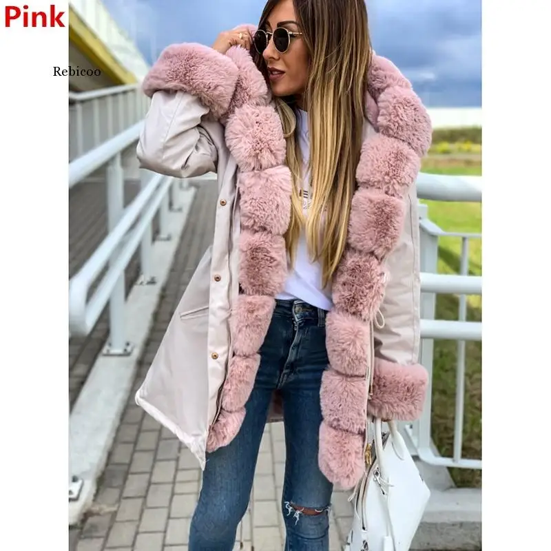 

Women's Winter Parka Coats Long Cotton Casual Fur Hooded Jackets Women Thick Warm Winter Parkas Female Overcoat Coat