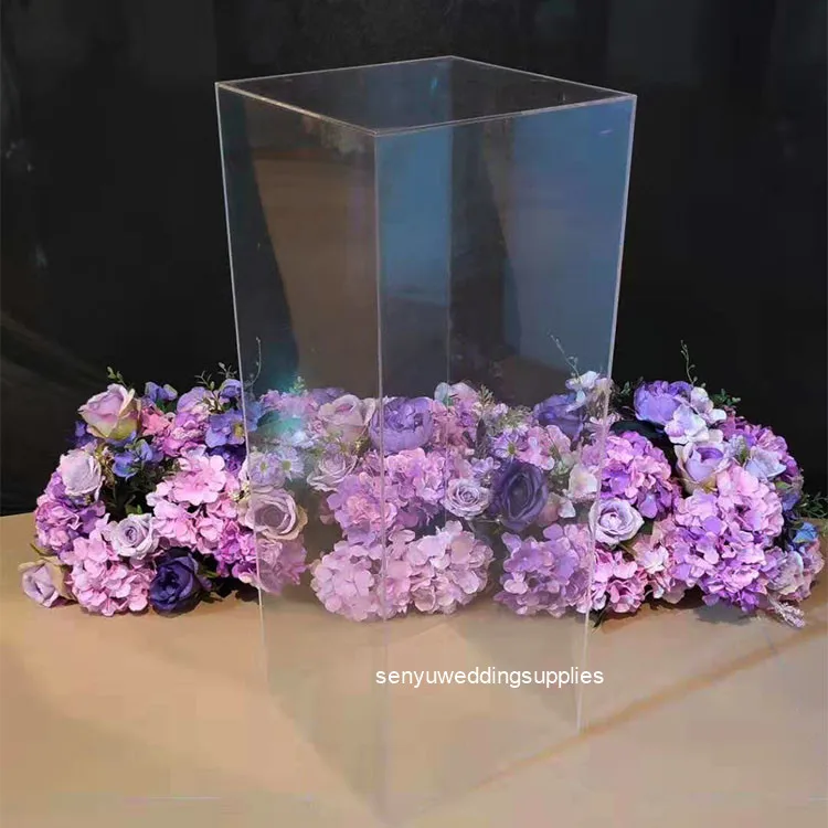 4pcs/set) Wholesale Custom clear Acrylic square Plinth stand for wedding stage  Backdrop decoration senyu1561