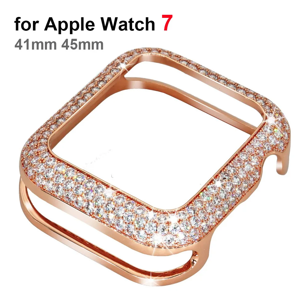 Protective Case for Apple Watch 41mm 45mm iWatch 7 SE 6 5 4 3 40mm 44mm Expensive Bling Copper Metal Cover Frame Accessories