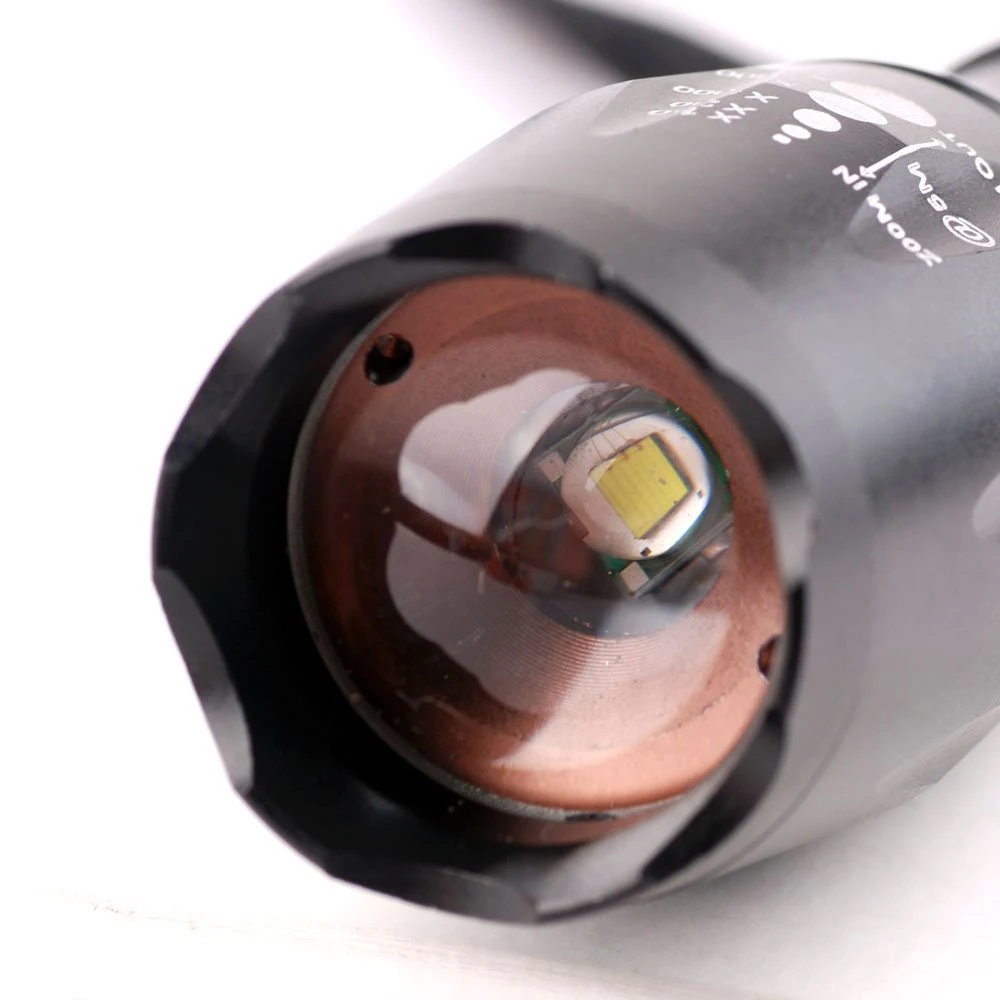 Linterna ultrabrillante LED T6, lámpara con cuentas, resistente al agua, con zoom, 5 modos de iluminación, reflector recargable por USB multifunción