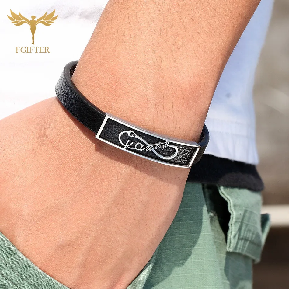 Infinite Leather Bracelet  Romantic Couple Bangles High Quality Stainless Steel Charm Men Cuff Wrist Jewelry