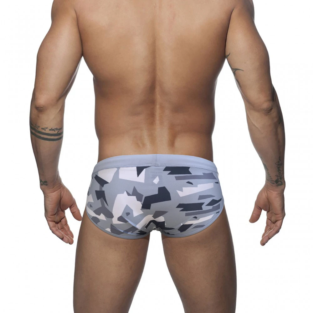 Sexy Mens Swim Briefs Nylon Camouflage Bathing Suit Quick Dry Pad Push Up Swimsuits Fashion Male Sport Beach Board Surf Swimwear