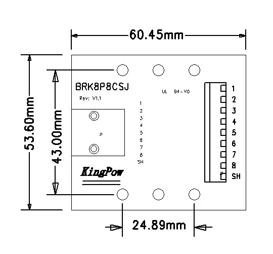 Rj45 8p8c placa de fuga rj45 jaques rj45 para terminal bloco adaptador c45 trilho suporte porto de comutação terminal brk8p8csj pinboard