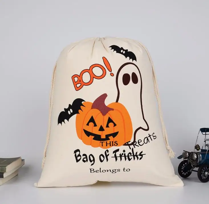 

9style Halloween Large Canvas bags Holloween cotton Drawstring Bag With Pumpkin, devil, spider, Hallowmas Gifts Sack Bags SN