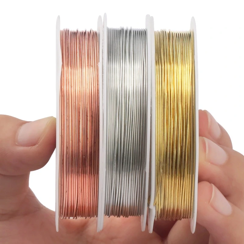 Colorfast Silver Copper Wire For Bracelet Necklace Jewelry DIY Accessories 0.25/0.3/0.4/0.5/0.6/0.7/0.8/1.0mm Craft Beading Wire