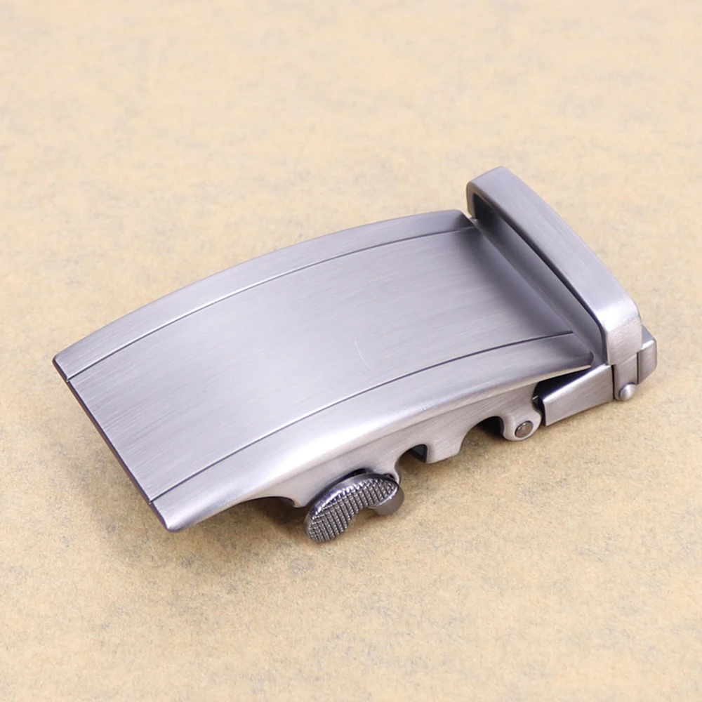 High Quality Automatic Belt Buckle Solid Alloy Business Click Buckle Rectangle Wire Drawing Process Fits In 3.5 CM Ratchet Belt