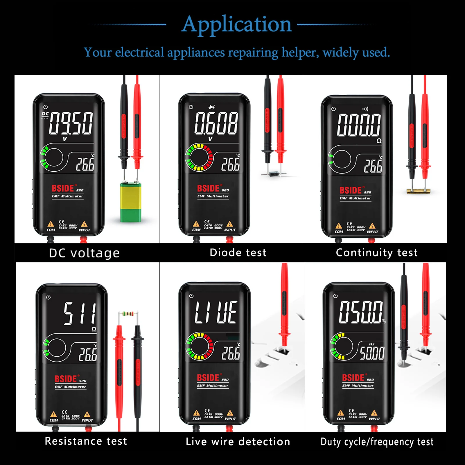 S20 Digital EMF Multimeter Electromagnetic Radiation Detector AC/DC Voltmeter Ohm 9999 multimetro Counts Automatic Smart Tester