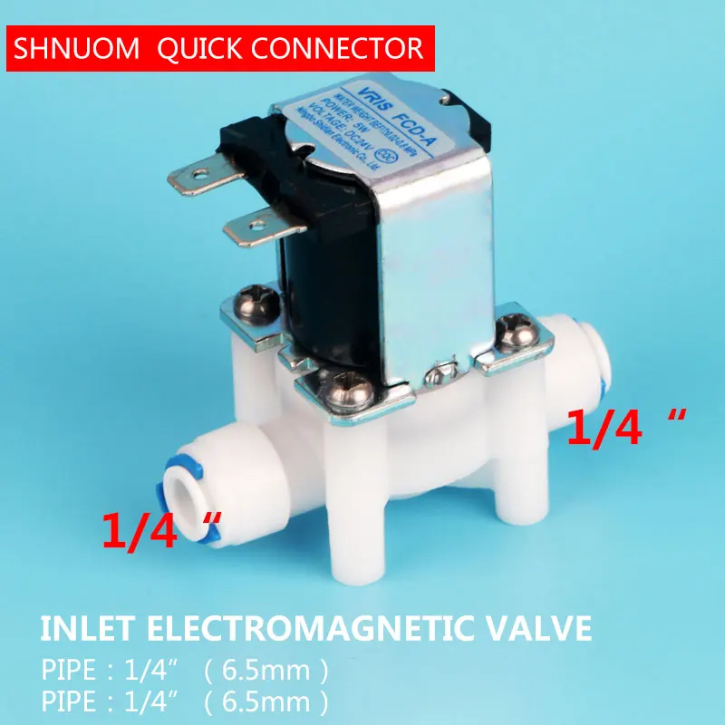 سريعة ربط 1/4 "DC24V الملف اللولبي صمام العالمي RO لتنقية المياه FCD-A مدخل المياه الكهرومغناطيسي صمام عادة مغلقة نوع