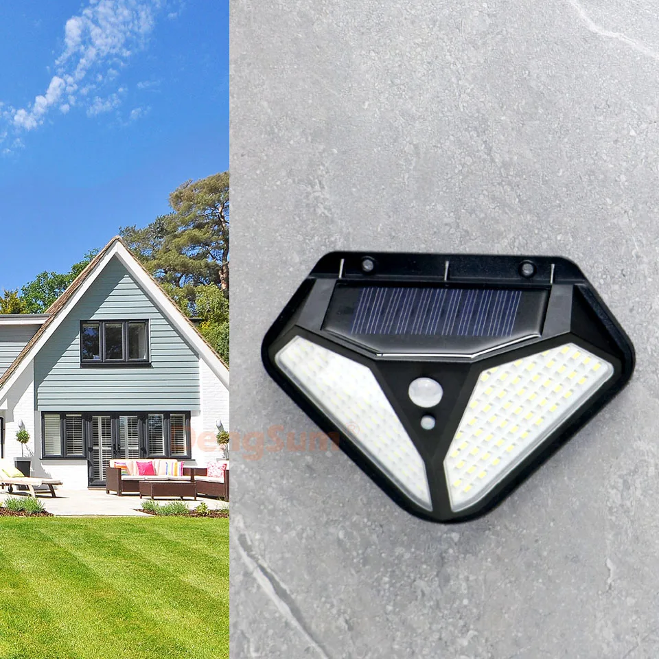 Imagem -02 - Led Pir Motion Sensor Solar Energy Street Lamp Lados 102led Modos de Iluminação Quintal Path Casa Jardim Energia Solar Induction Wall Light