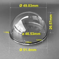 2 Inch Small Acrylic PC Clear Dome Glass Protective Cover Security CCTV Camera Housing Anti-Aging Transparent Shell 51.4x26.57mm