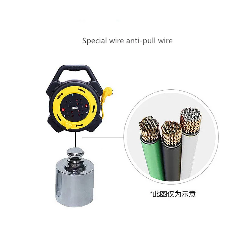 Mobile With Light Winding Reel Take-up Device Drag Spool Cable 3 Core 10A+16A  2500W-4000W Overheat Overload Protection