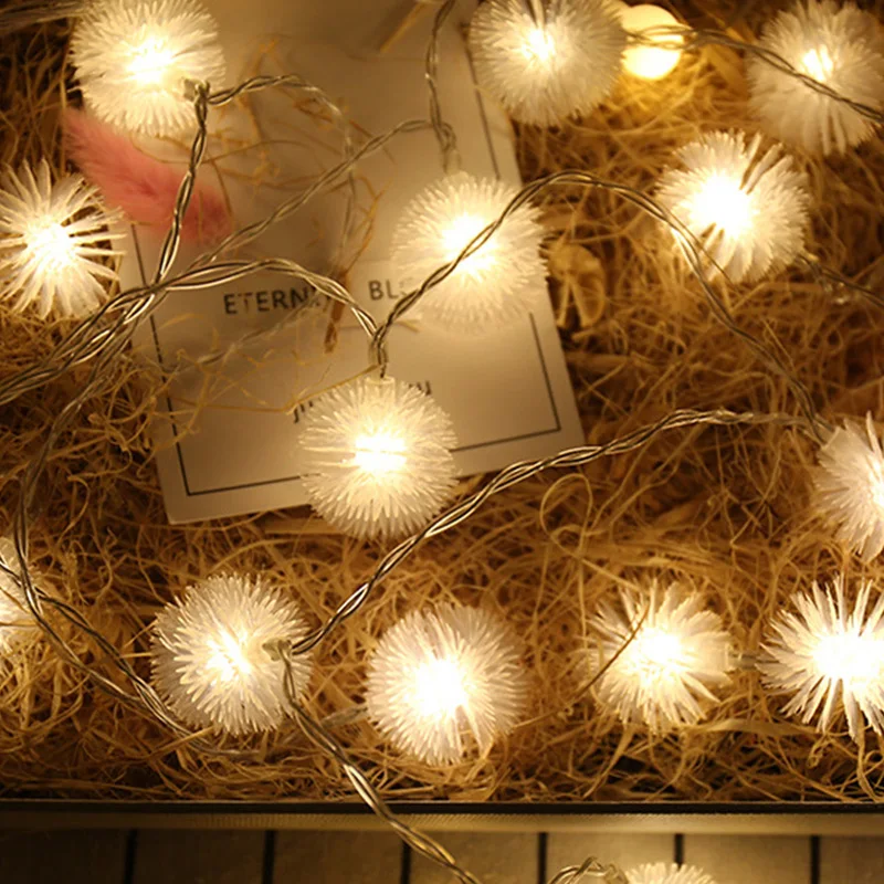 Guirlande lumineuse décorative LED pour fête et arbre de Noël,décoration en forme de flocons et boules de neige à lumière féerique pour maison, jardin, à corde de 2, 3, 4, 5, 10m