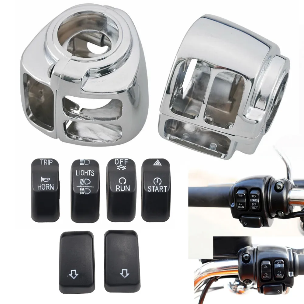 

Motorcycle Handlebar Control Switch Housing Cover Switch Buttons Caps For Harley VRSC Sportster Dyna Softail Touring FLHR FXSB