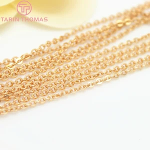(4295) 2 Meter breit: 1,5 mm 2 mm 24 Karat Champagner Gold Farbe aus flachen ovalen Bronzekragen Hochwertige Kettenzubehör -Juwelier 10 Hauptverkaufsgoldkette 24K - №2