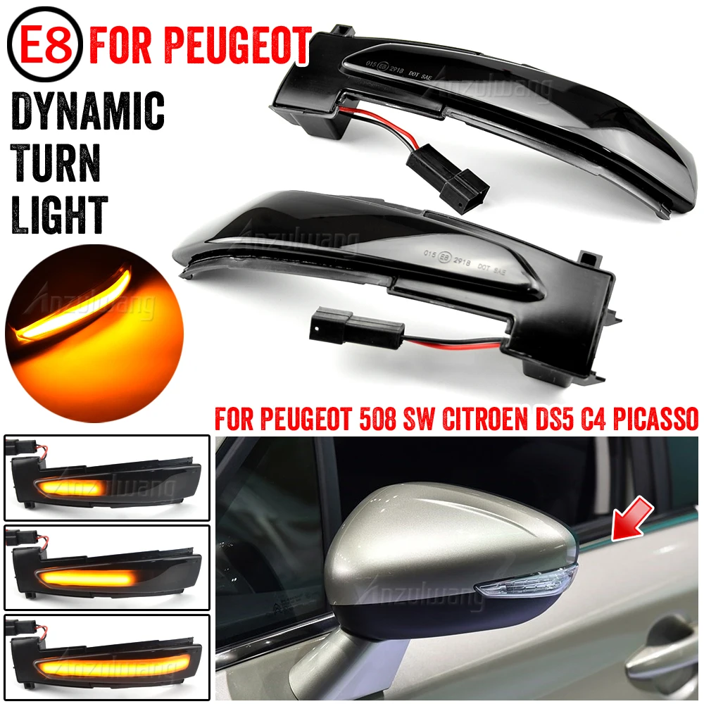 

Side Mirror Indicator Repeater Lamp LED Dynamic Turn Signal Light 6325J4 6325J5 For Peugeot 508 For Citroen DS5 C4 2010-2016